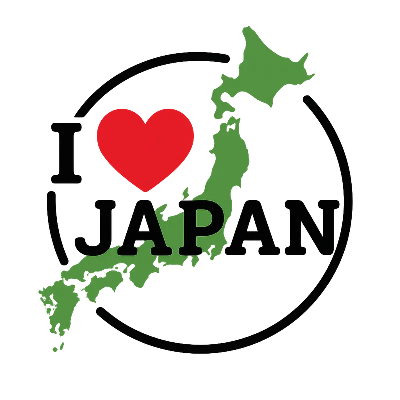 日本地図と「I Love Japan」 ユニセックスTシャツ — 前面